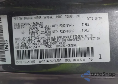 2018 Toyota Tacoma Trd Sport из США, поврежденный, VIN 5TFSZ5AN6JX165470